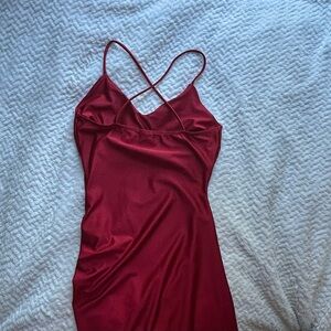 Red dress with slit
